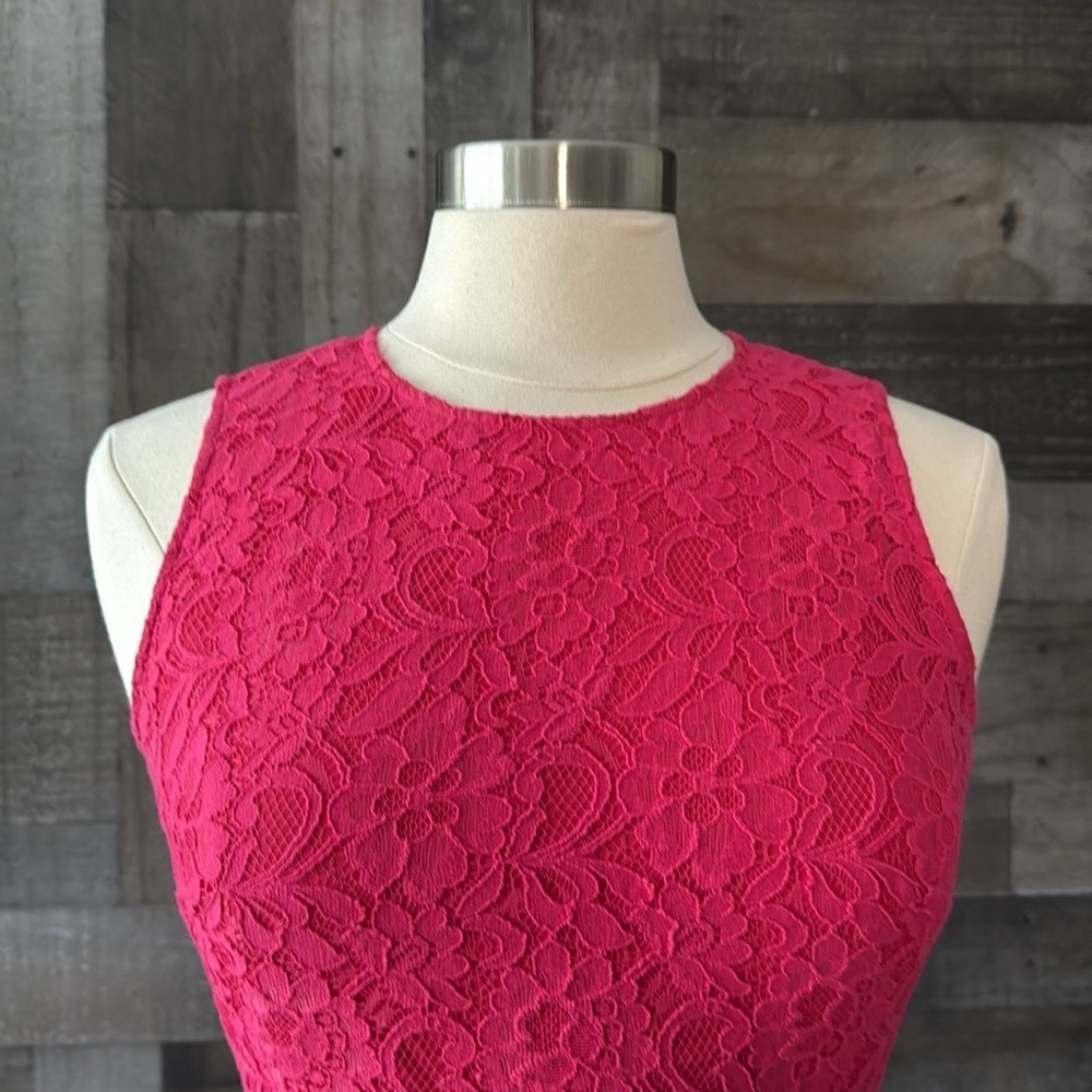 J.Crew hot pink lace sheath dress size 4 Barbiecore feminine cocktail party - Picture 4 of 11